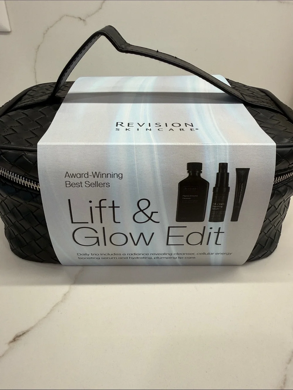 Revision Lift & Glow Edit Papaya Cleanser, DEJ Boosting Serum Youthfull Lip